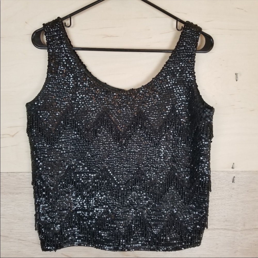 Vintage Maison Blanche Sequined Beaded Blouse